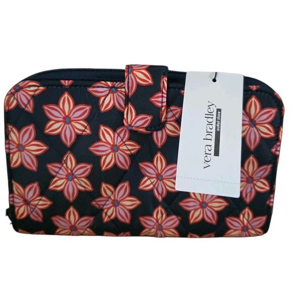 Vera Bradley Essential Tab Wallet  Floral Burst Navy Red Ultralight - Picture 1 of 12